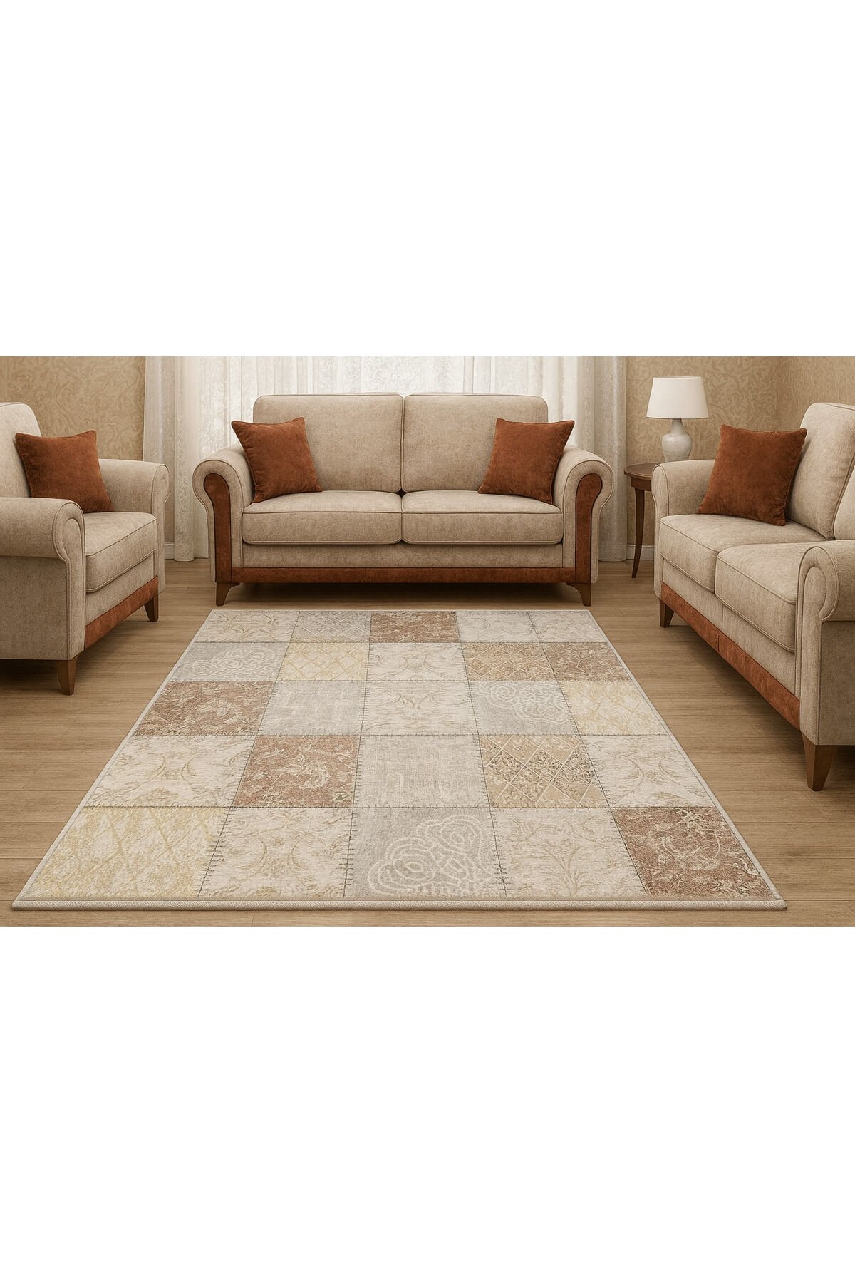 ALYA SIK DOKUMA ORTA KALINLIKTA AKRİLİK HALI Ekru Karişik Renkli̇ - 160 X 230