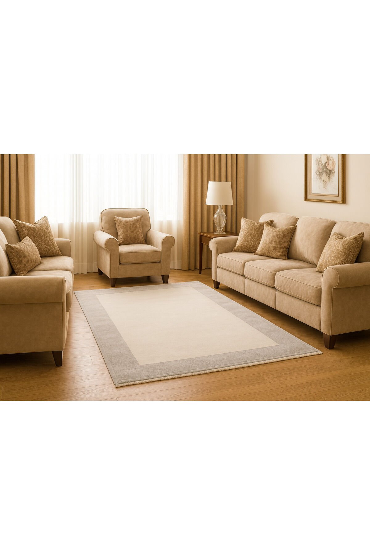 ALYA SIK DOKUMA ORTA KALINLIKTA AKRİLİK HALI Gri Krem - 160 X 230