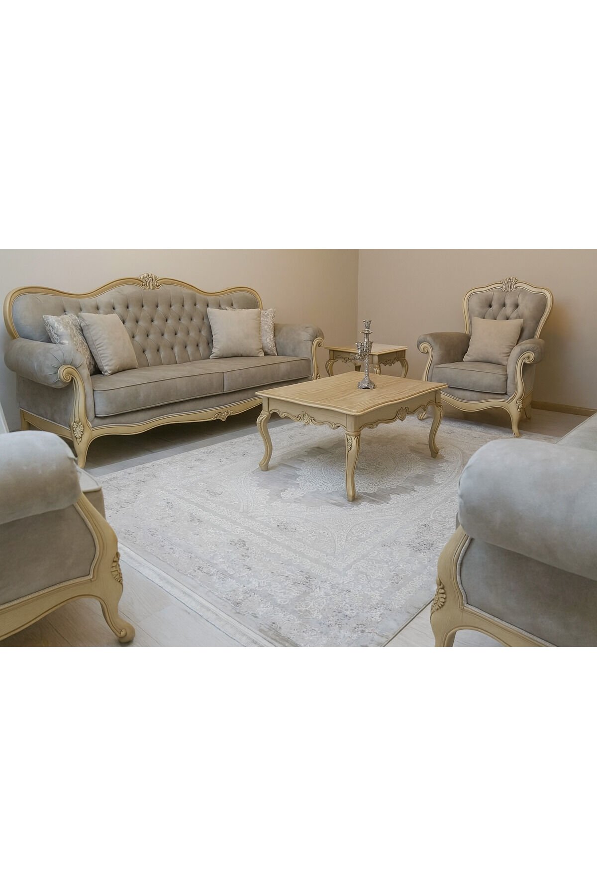 ALYA SIK DOKUMA ORTA KALINLIKTA AKRİLİK HALI Gri Krem - 160 X 230