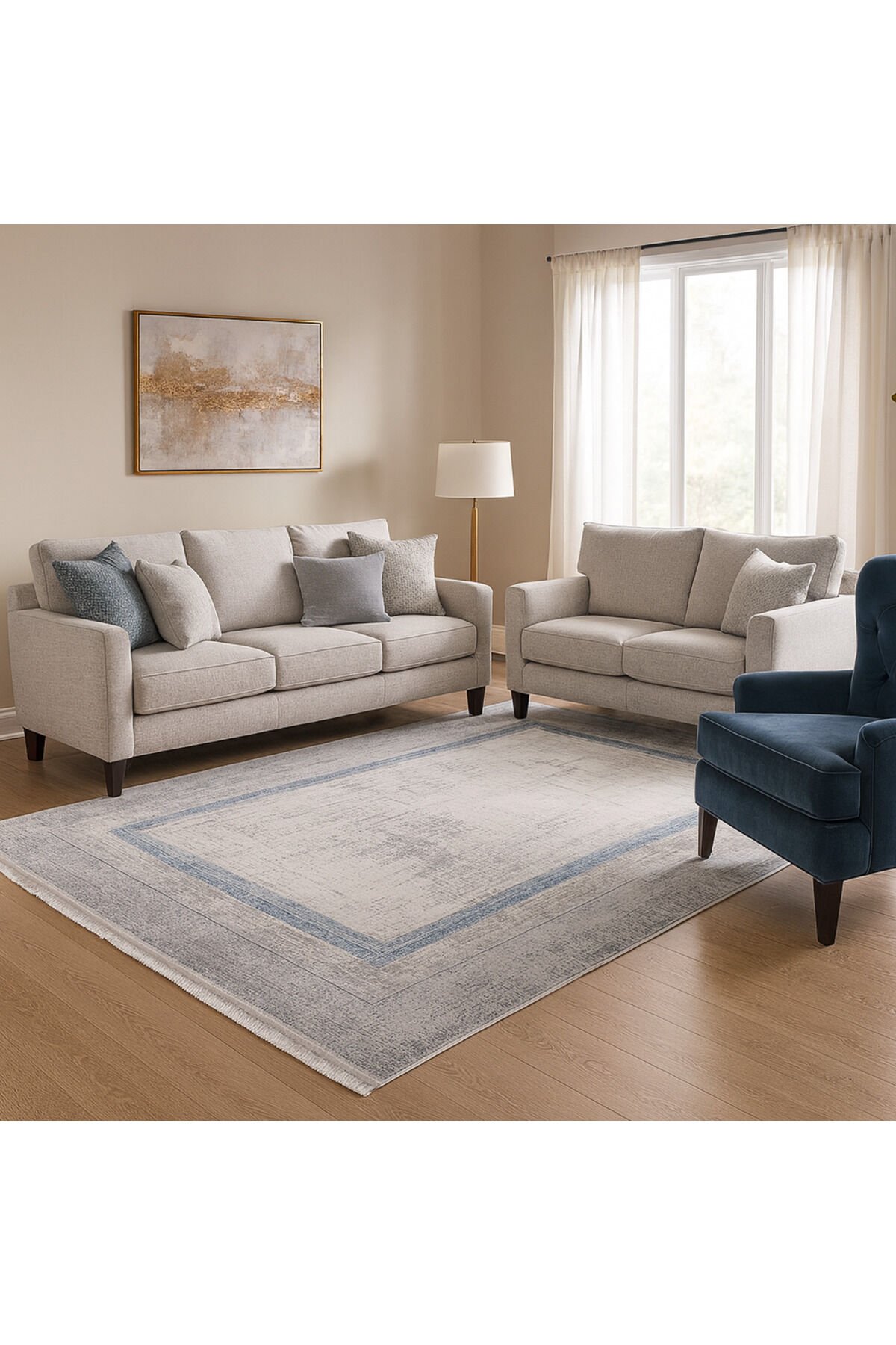 ALYA SIK DOKUMA ORTA KALINLIKTA AKRİLİK HALI Gri Mavi̇ - 160 X 230