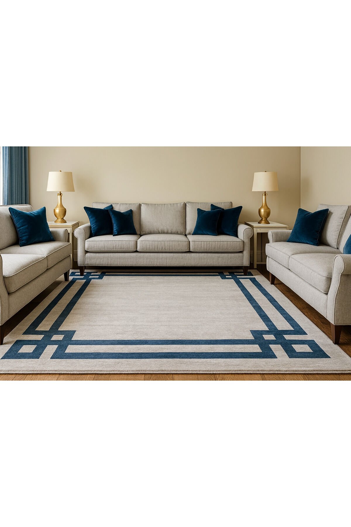 ALYA SIK DOKUMA ORTA KALINLIKTA AKRİLİK HALI Gri Mavi̇ - 160 X 230