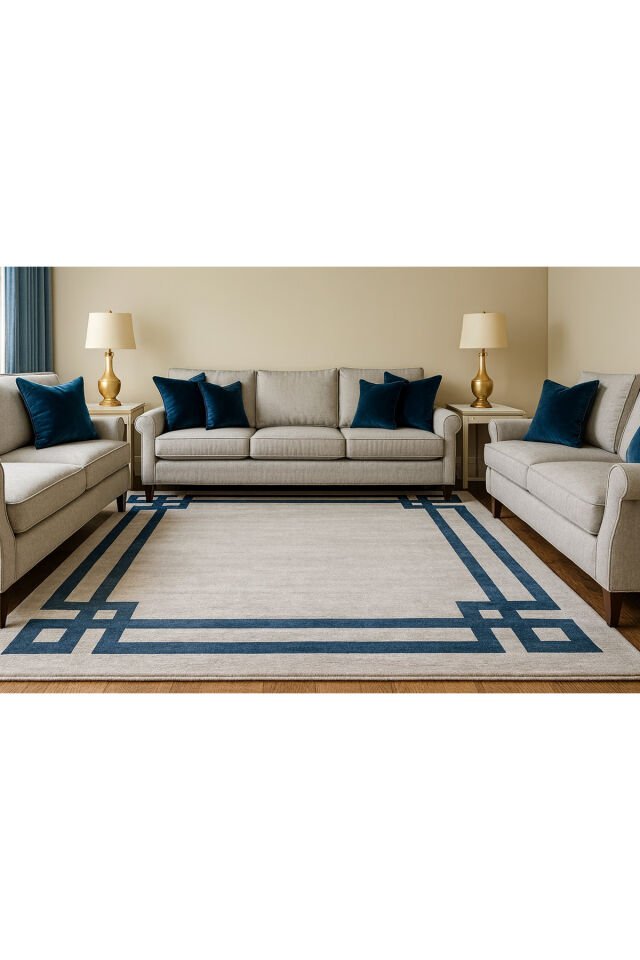 ALYA SIK DOKUMA ORTA KALINLIKTA AKRİLİK HALI Gri Mavi̇ - 160 X 230