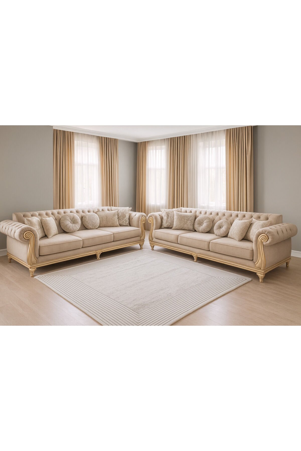 ALYA SIK DOKUMA ORTA KALINLIKTA AKRİLİK HALI Gri Krem - 160 X 230