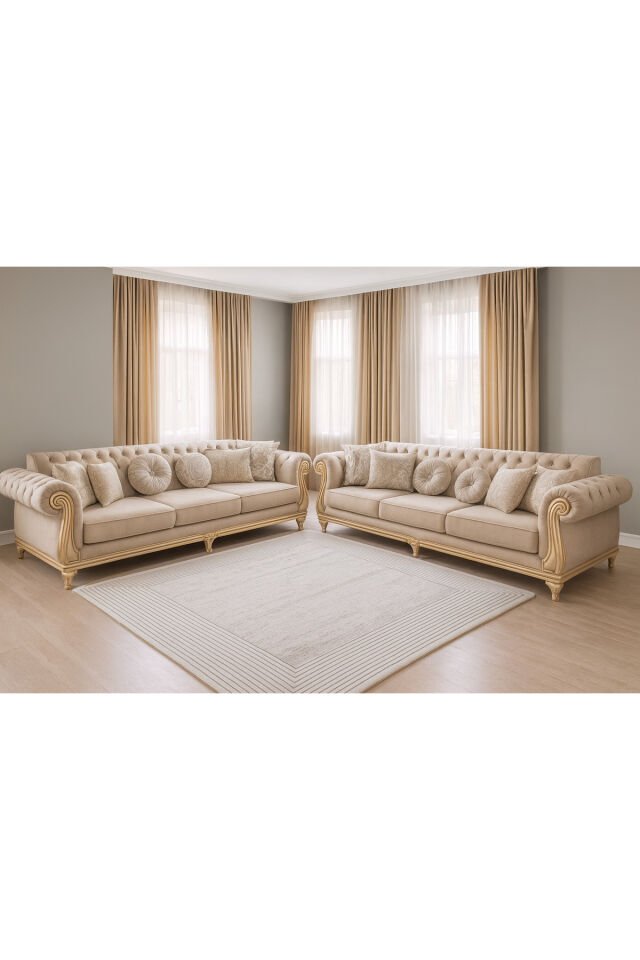 ALYA SIK DOKUMA ORTA KALINLIKTA AKRİLİK HALI Gri Krem - 160 X 230