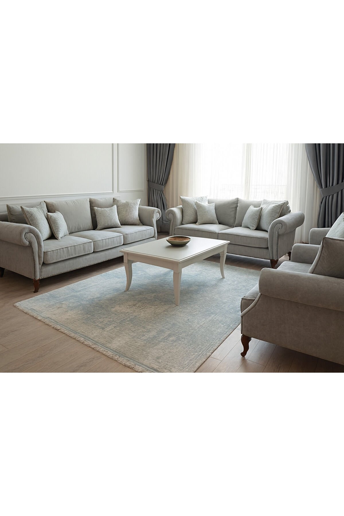 ALYA SIK DOKUMA ORTA KALINLIKTA AKRİLİK HALI Gri Mavi̇ - 160 X 230