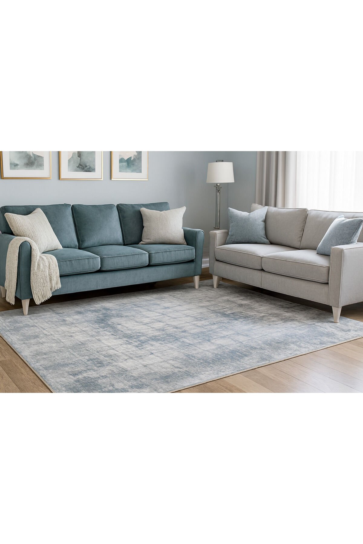 ALYA SIK DOKUMA ORTA KALINLIKTA AKRİLİK HALI Gri Mavi̇ - 160 X 230