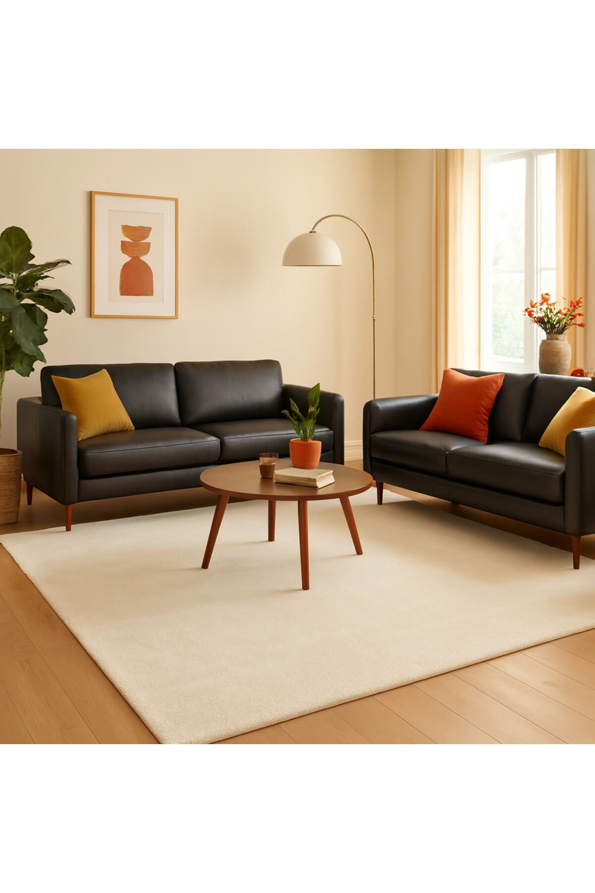 Apex Platin Yüksek Kalite Ipek Bambu Parıltılı Düz Renk Halı Premium Salon Halısı Beyaz - 240 X 340