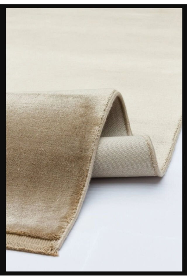 APEX PLATİN ALTIN RENGİ Yüksek Kalite Ipek Bambu Parıltılı Düz Renk Halı Premium Salon Halısı Bej Gold Altin - 240 X 340