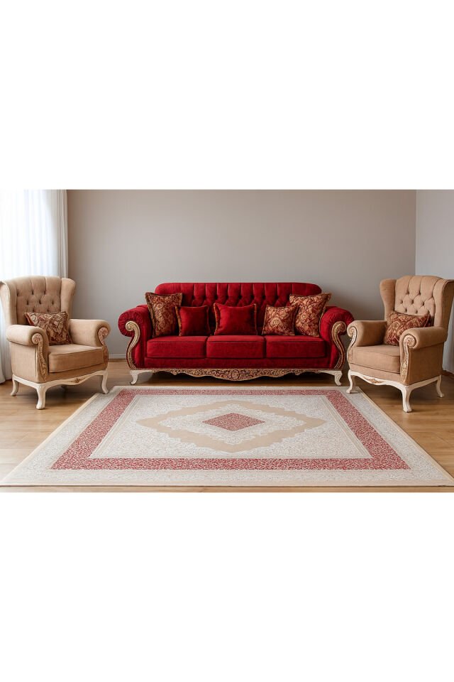 SARAY ASRIN PLUS SIK DOKUMA AKRİLİK KALIN MUHTEŞEM HALI Bej - 160 X 230