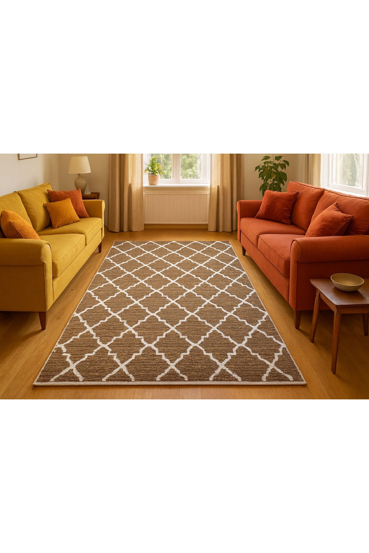 STEP SIK DOKUMA KALIN TOZ TÜY YAPMAYAN HALI YOLLUK Kahverengi - 100 X 200