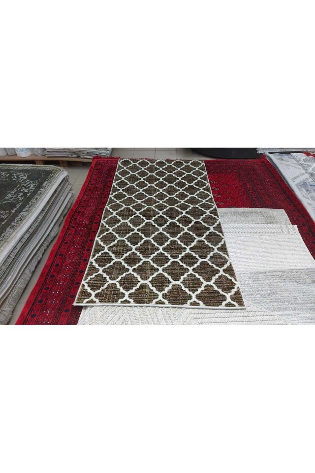 STEP SIK DOKUMA KALIN TOZ TÜY YAPMAYAN HALI YOLLUK Kahverengi - 120 X 250