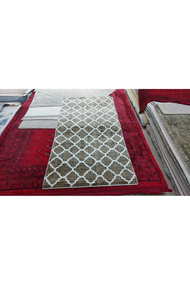 STEP SIK DOKUMA KALIN TOZ TÜY YAPMAYAN HALI YOLLUK Kahverengi - 80 X 150