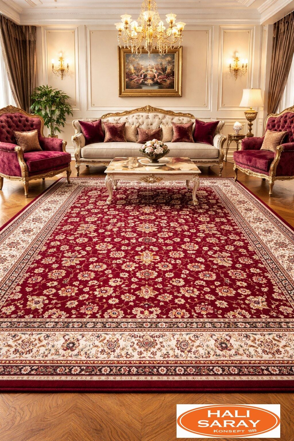 HANEDAN SIK DOKUMA İPEK AKRİLİK PARILTILI TÜY VERMEYEN YÜKSEK KALİTE SALON HALISI