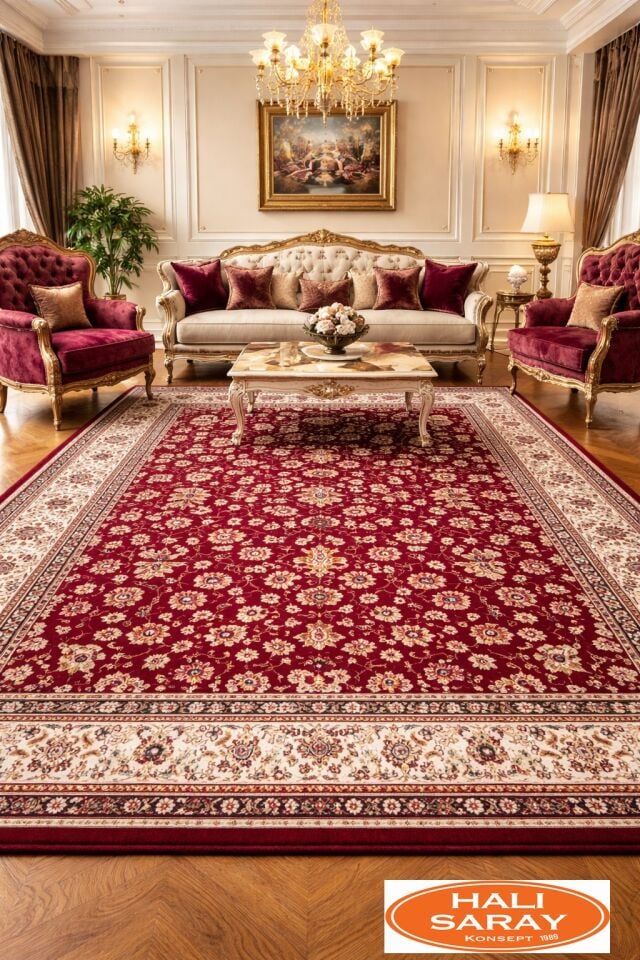 HANEDAN SIK DOKUMA İPEK AKRİLİK PARILTILI TÜY VERMEYEN YÜKSEK KALİTE SALON HALISI