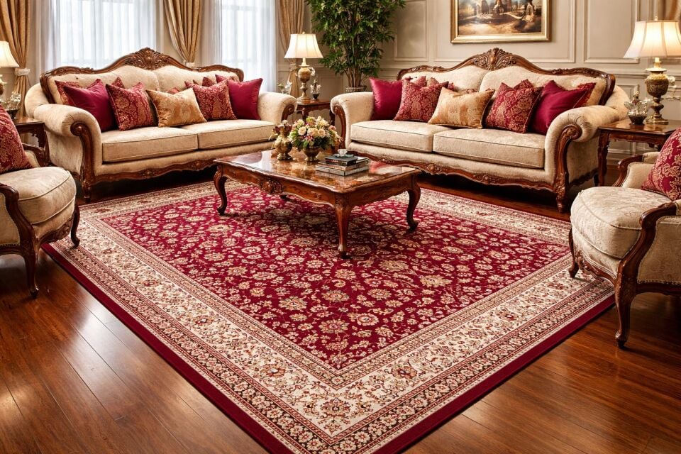 HANEDAN SIK DOKUMA İPEK AKRİLİK PARILTILI TÜY VERMEYEN YÜKSEK KALİTE SALON HALISI