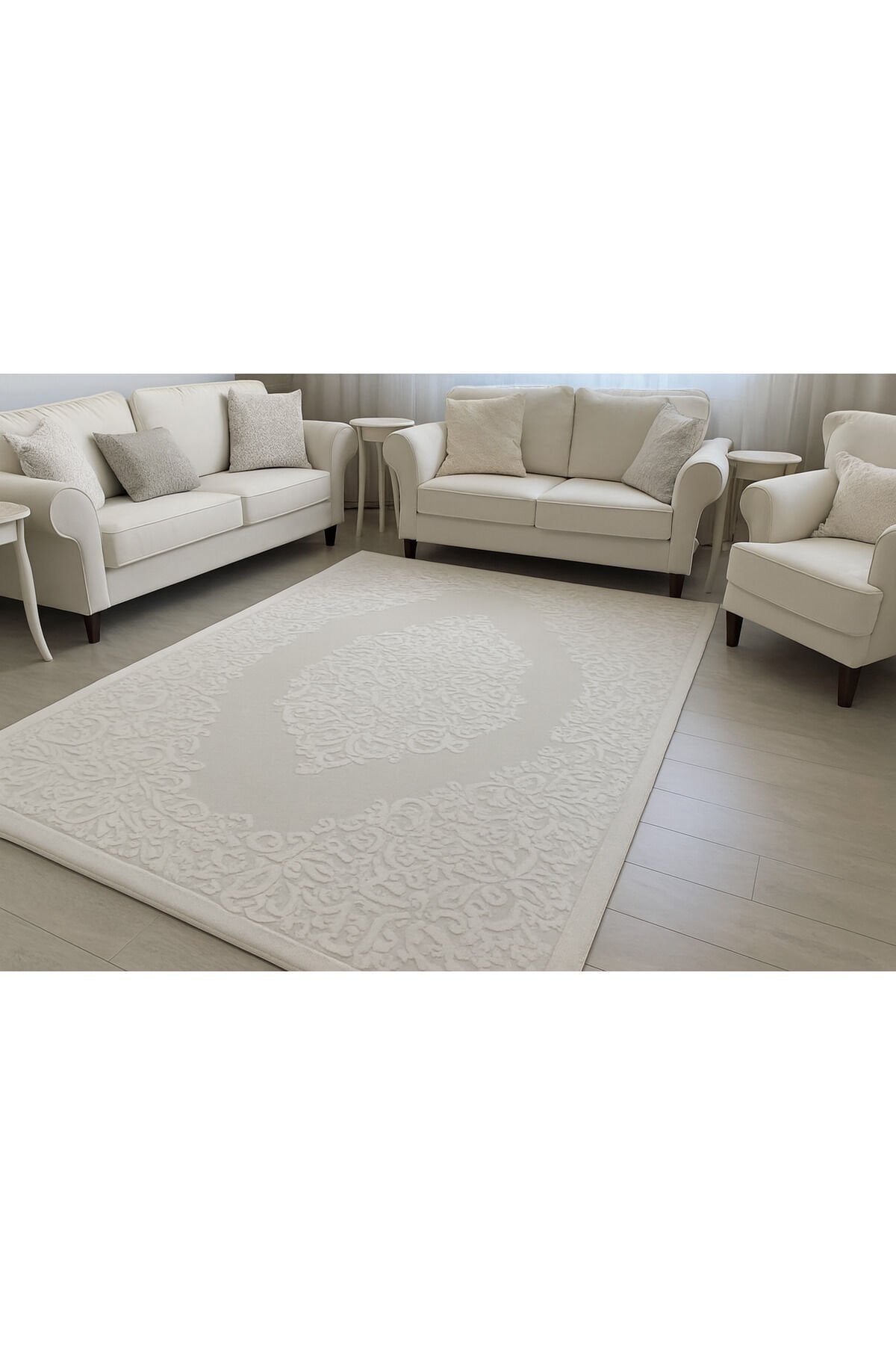 halısaray sık dokuma orta kalınlıkta süper akrilik halı Beyaz - 160 X 230