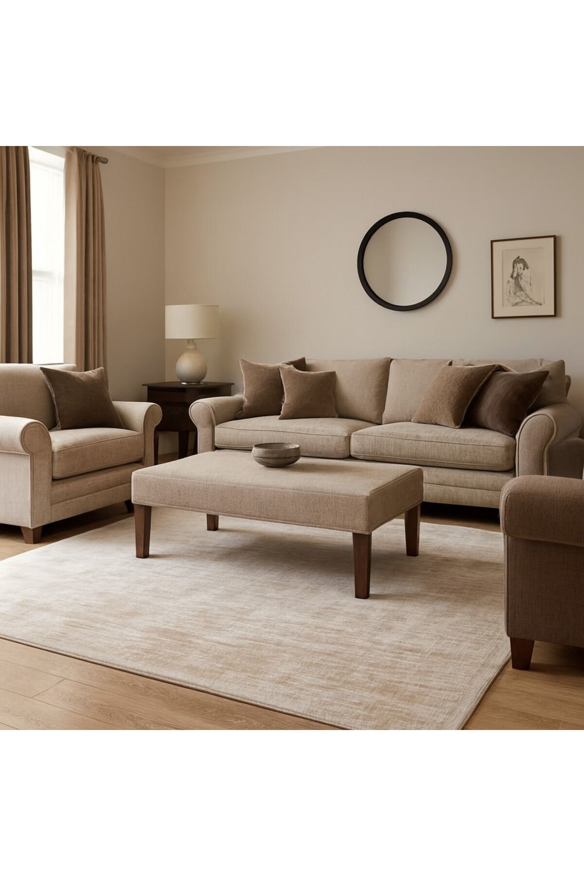 halı saray sık dokuma orta kalınlıkta süper akrilik halı Bej - 160 X 230