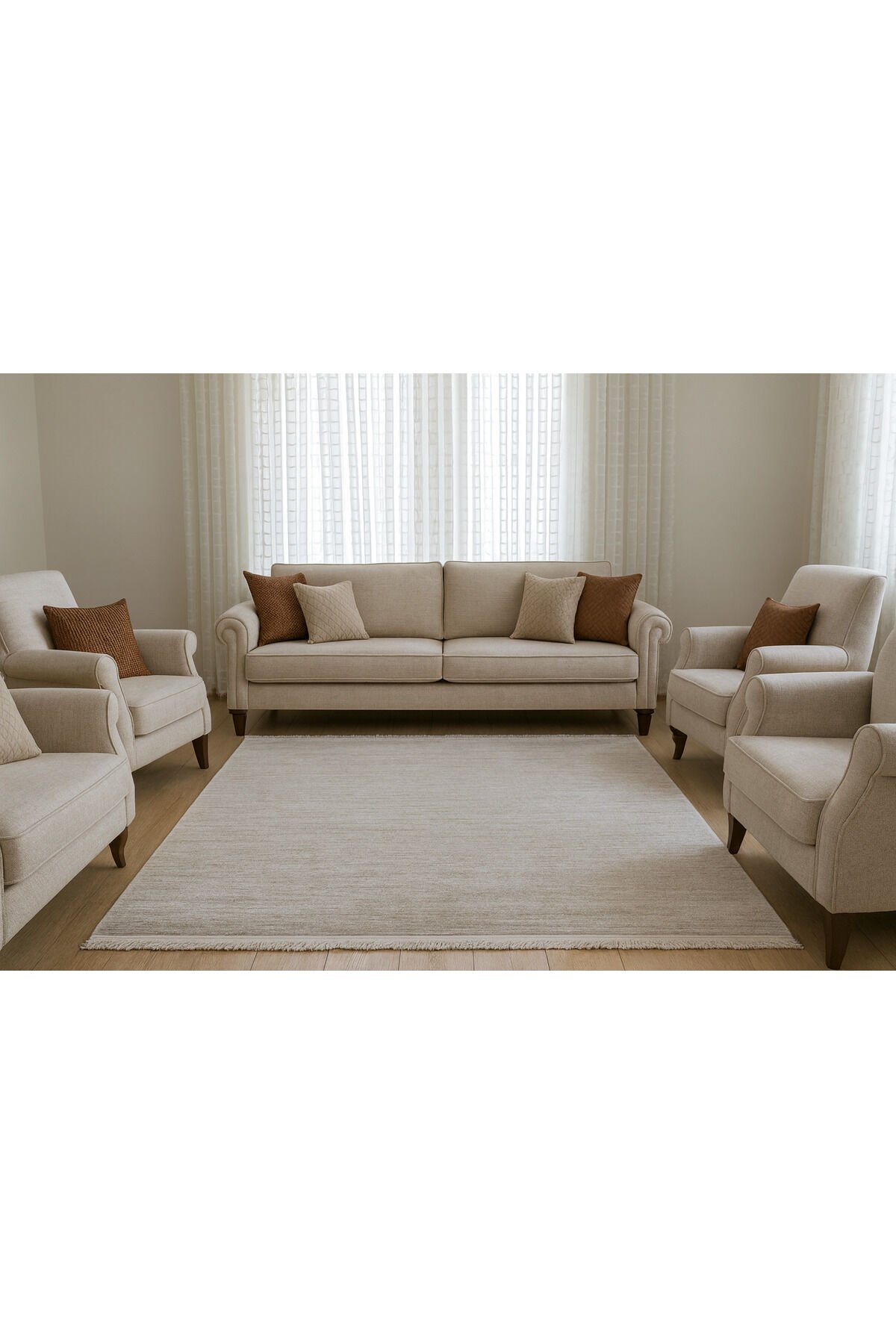 halı saray sık dokuma orta kalınlıkta süper akrilik halı Bej - 160 X 230