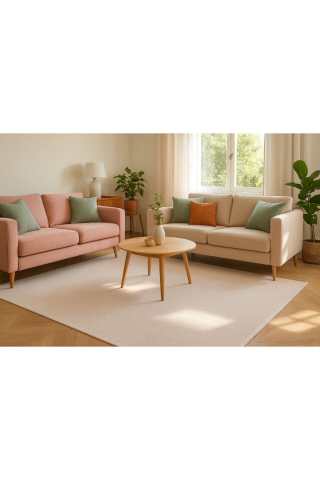 SERFLEX DUVARDAN DUVARA KALİTELİ KALIN YÜKSEK KALİTE AKRİLİK DOKUMA HALI TEMİZLİK SORUNU YOKTUR Beyaz Krem Kirli Beyaz - 200 X 600