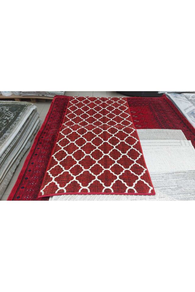 STEP SIK DOKUMA KALIN TOZ TÜY YAPMAYAN HALI YOLLUK Kirmizi - 100 X 300