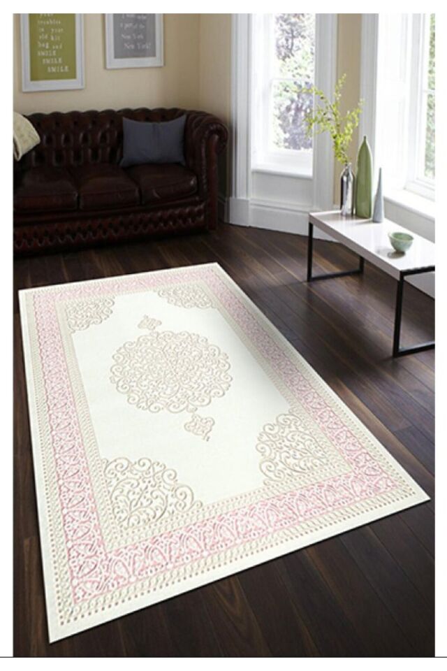 İMGE SIK DOKUMA ÇOK KALIN YÜKSEK KALİTE AKRİLİK DOKUMA HALI SALON HALISI Pembe - 200 X 290