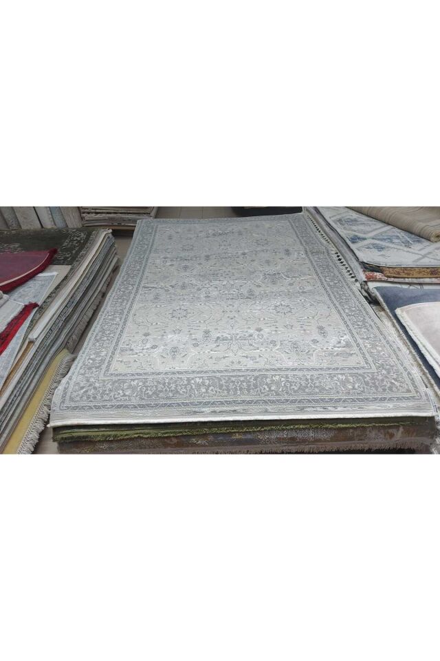 premium ipek bambu sık dokuma parıltılı muhteşem halı Gri Kahve - 160 X 230