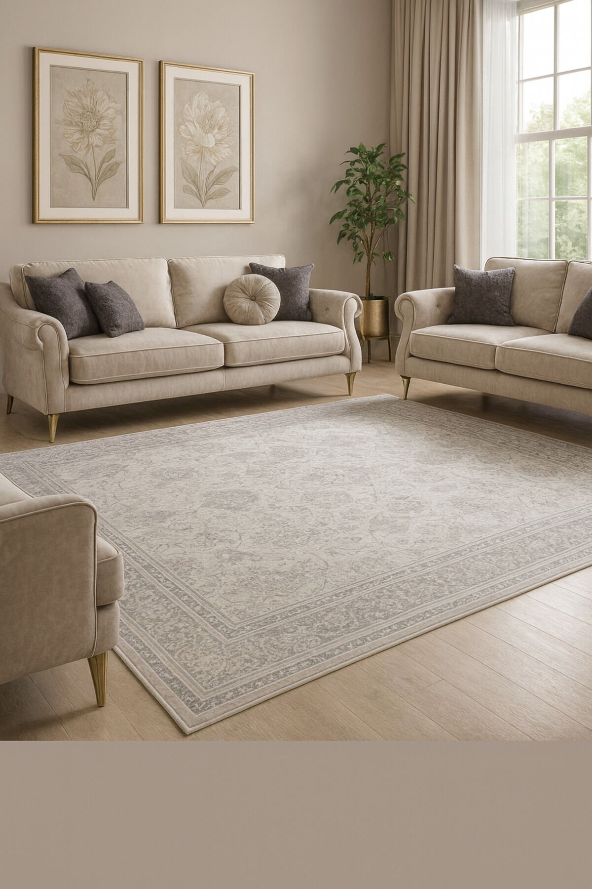 premium ipek bambu sık dokuma parıltılı muhteşem halı Gri Kahve - 160 X 230