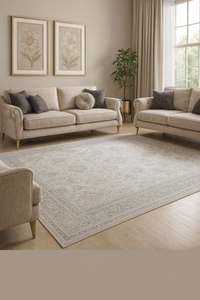 premium ipek bambu sık dokuma parıltılı muhteşem halı Gri Kahve - 160 X 230