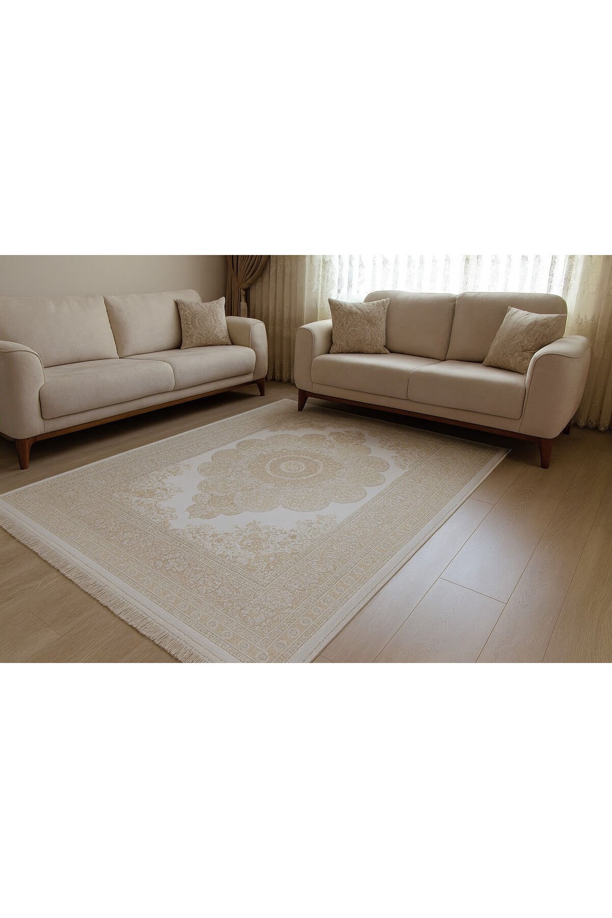 premium ipek bambu sık dokuma parıltılı muhteşem halı Altın - 160 X 230