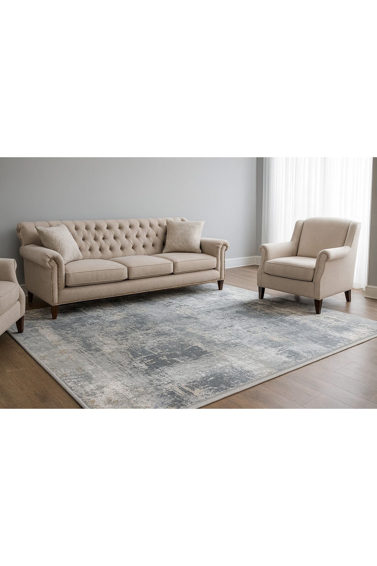 premium ipek bambu sık dokuma parıltılı muhteşem halı Gri Hardal Siyah - 160 X 230