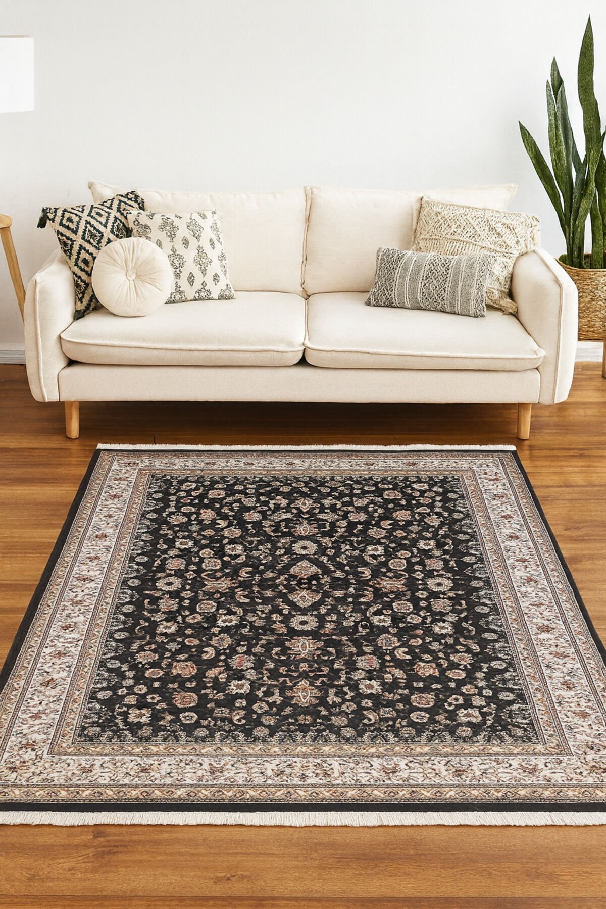 HANEDAN SIK DOKUMA İPEK AKRİLİK PARILTILI TÜY VERMEYEN YÜKSEK KALİTE SALON HALISI ORTA KALINLIKTADIR Lacivert - 160 X 230