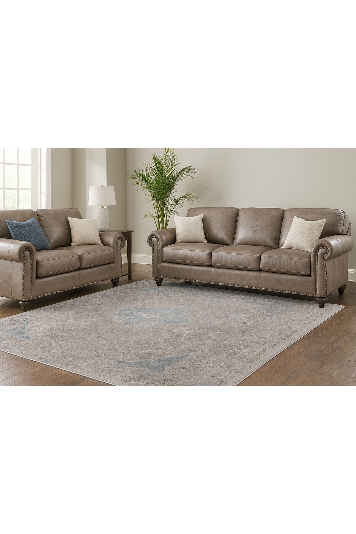 premium ipek bambu sık dokuma parıltılı muhteşem halı Gri Mavi - 160 X 230