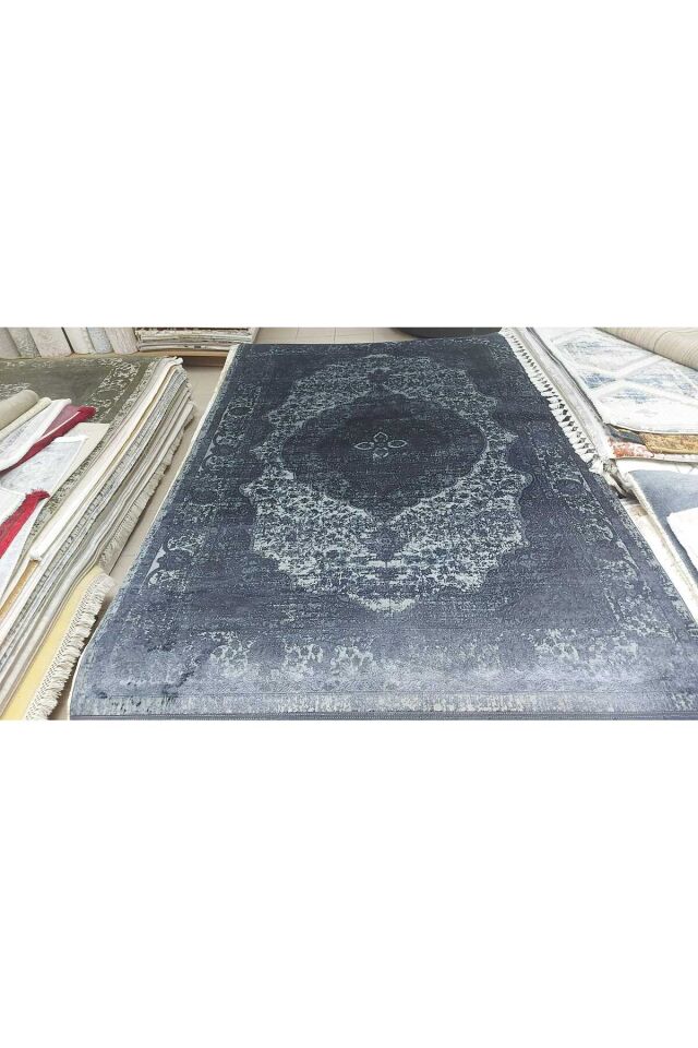 premium ipek bambu sık dokuma parıltılı muhteşem halı Siyah - 80 X 150