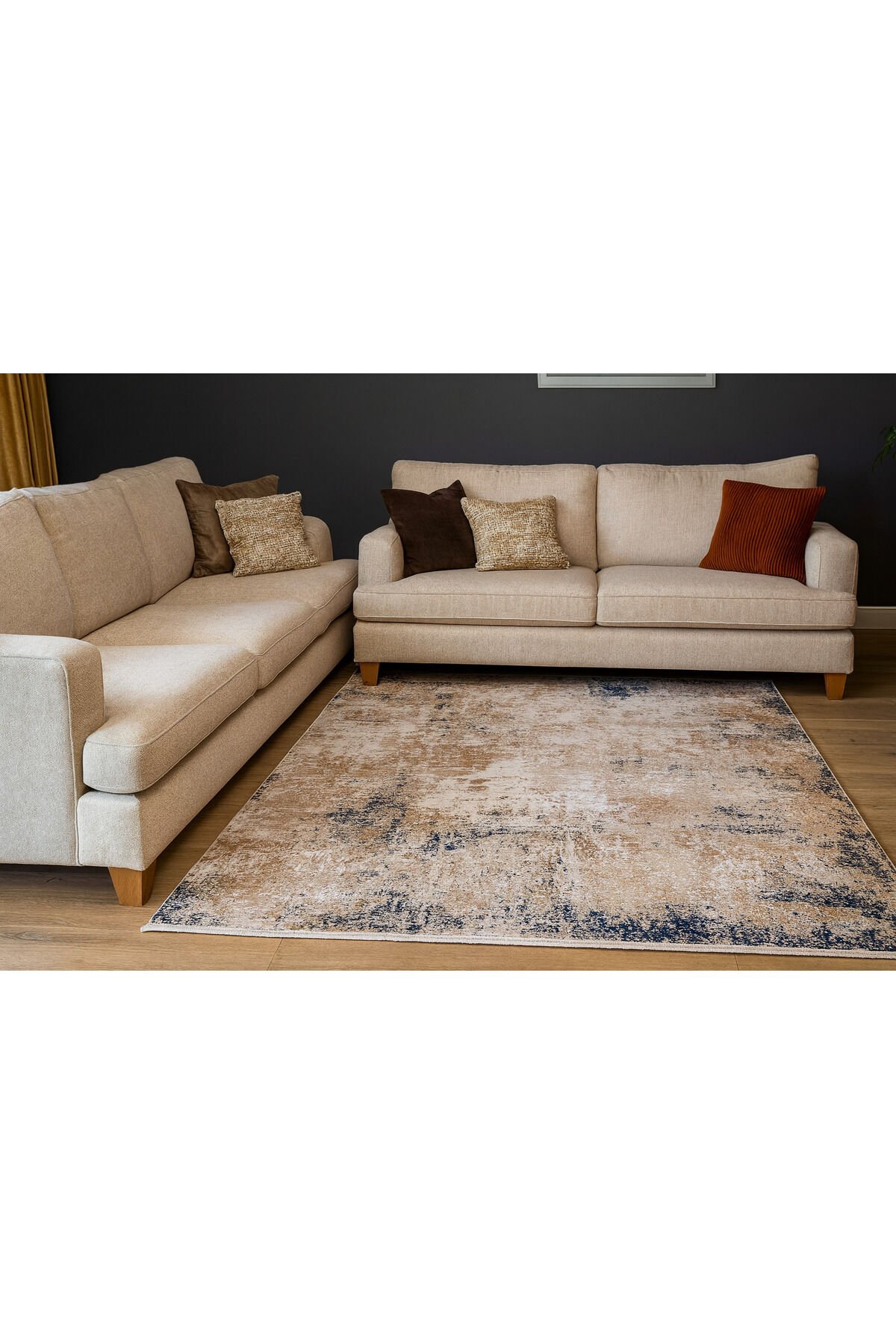 premium ipek bambu sık dokuma parıltılı muhteşem halı Kahverengi Siyah - 160 X 230
