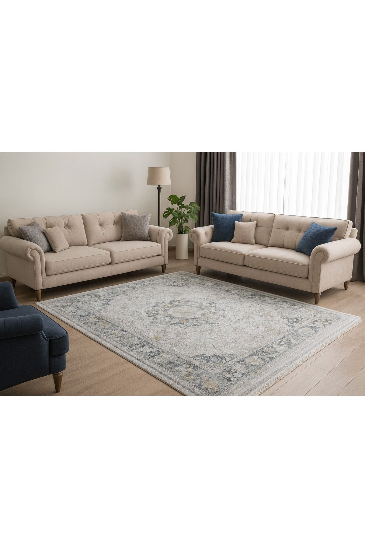 premium ipek bambu sık dokuma parıltılı muhteşem halı Gri Siyah - 160 X 230