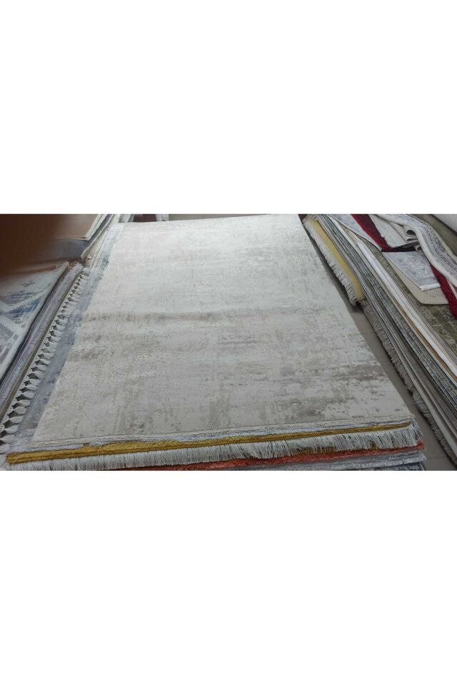 premium ipek bambu sık dokuma parıltılı muhteşem halı Ekru - 80 X 150