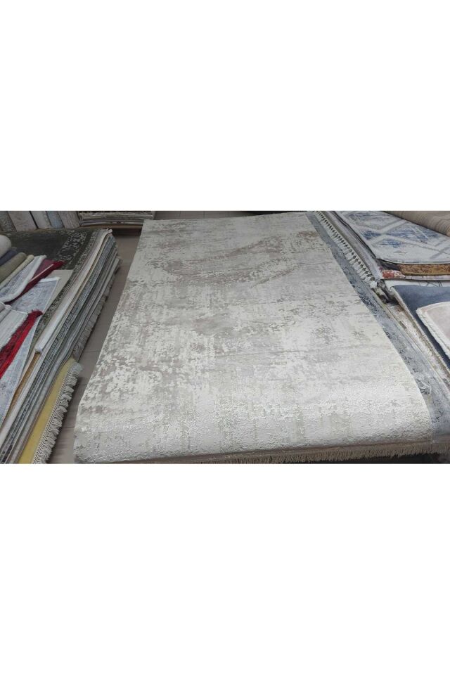 premium ipek bambu sık dokuma parıltılı muhteşem halı Ekru - 80 X 150