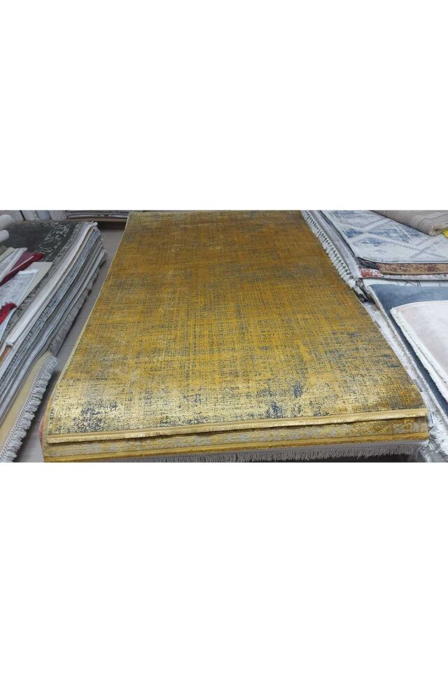 premium ipek bambu sık dokuma parıltılı muhteşem halı Altın - 160 X 230