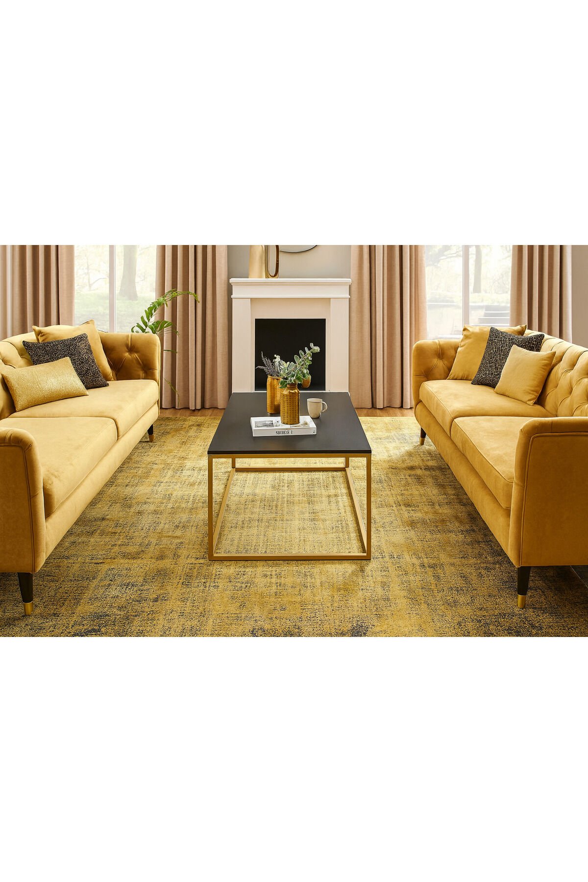 premium ipek bambu sık dokuma parıltılı muhteşem halı Altın - 160 X 230