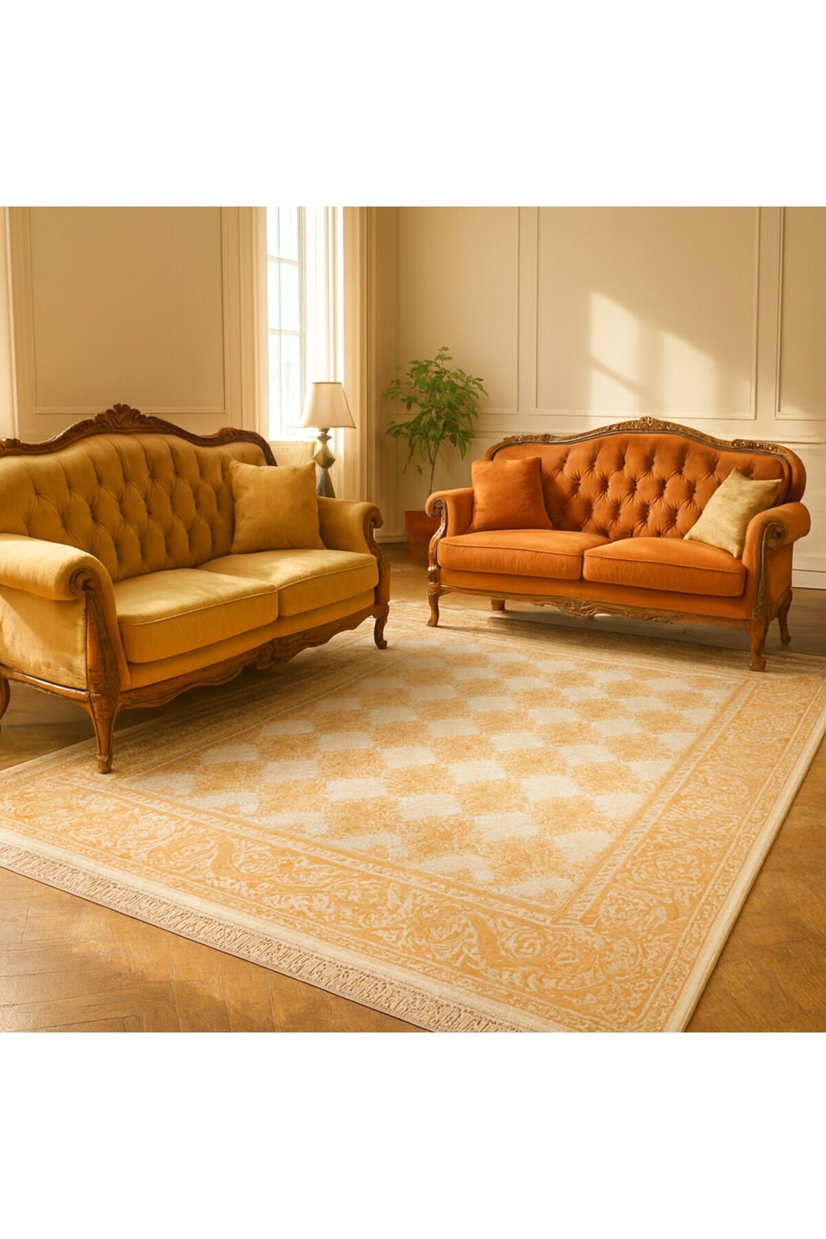 Hanedan ipek akrilik sık doku yüksek kalite dokuma salon halısı Mavi Kahve - 150 X 230