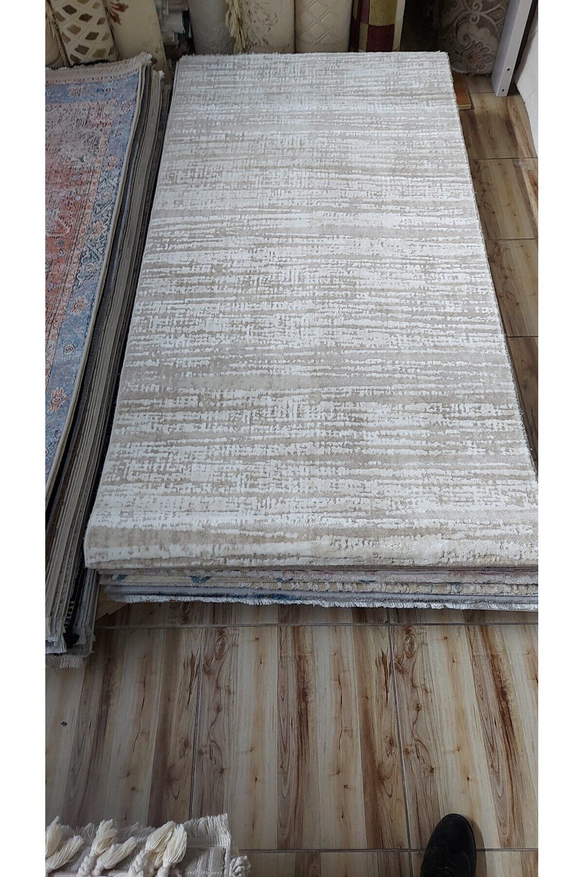 HALI SARAY SIK DOKUMA AKRİLİK KALIN HALI GRİ 100 x 200 Krem - 100 X 200