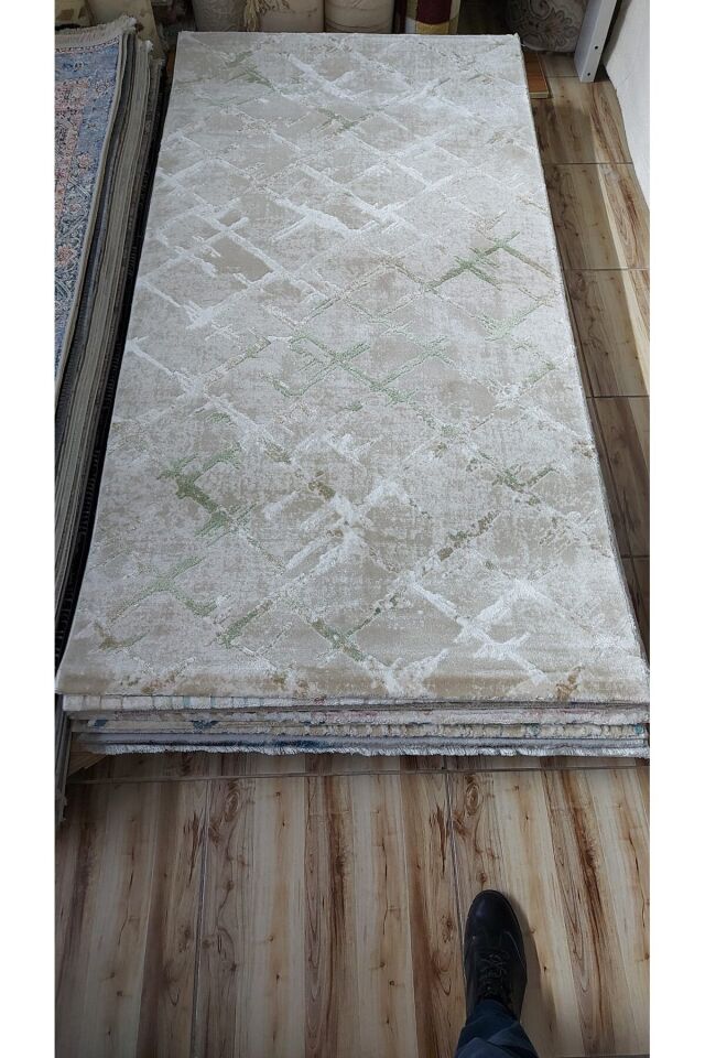HALI SARAY SIK DOKUMA AKRİLİK KALIN HALI KAHVERENGİ 100 x 200 Krem - 100 X 200