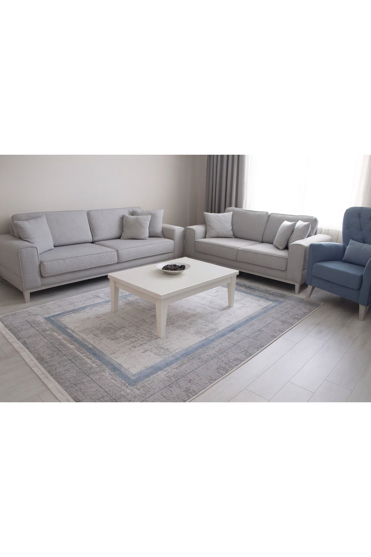HALI SARAY SIK DOKUMA ORTA KALINLIKTA TOZ YAPMAYAN AKRİLİK HALI Gri̇ - 160 X 230