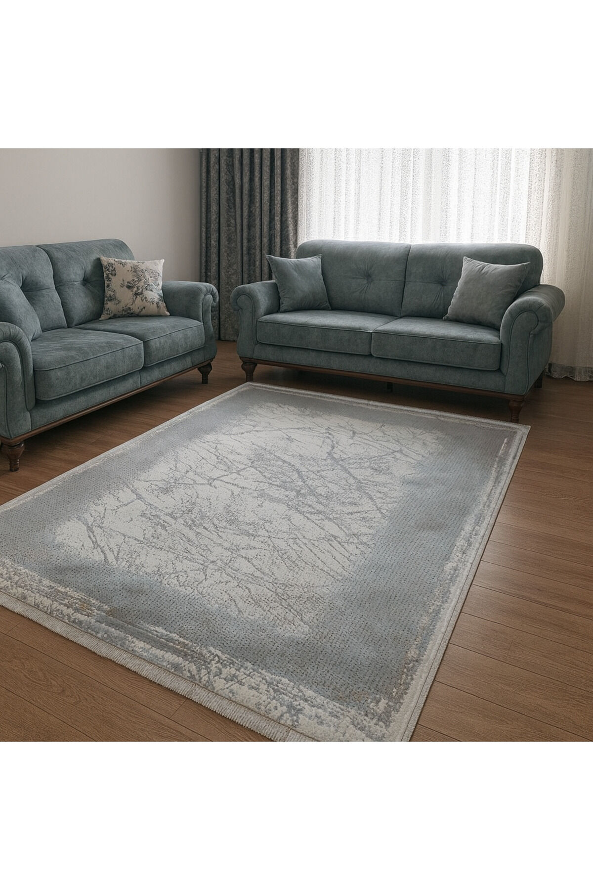 HALI SARAY SIK DOKUMA ORTA KALINLIKTA TOZ YAPMAYAN AKRİLİK HALI Gri̇ - 160 X 230