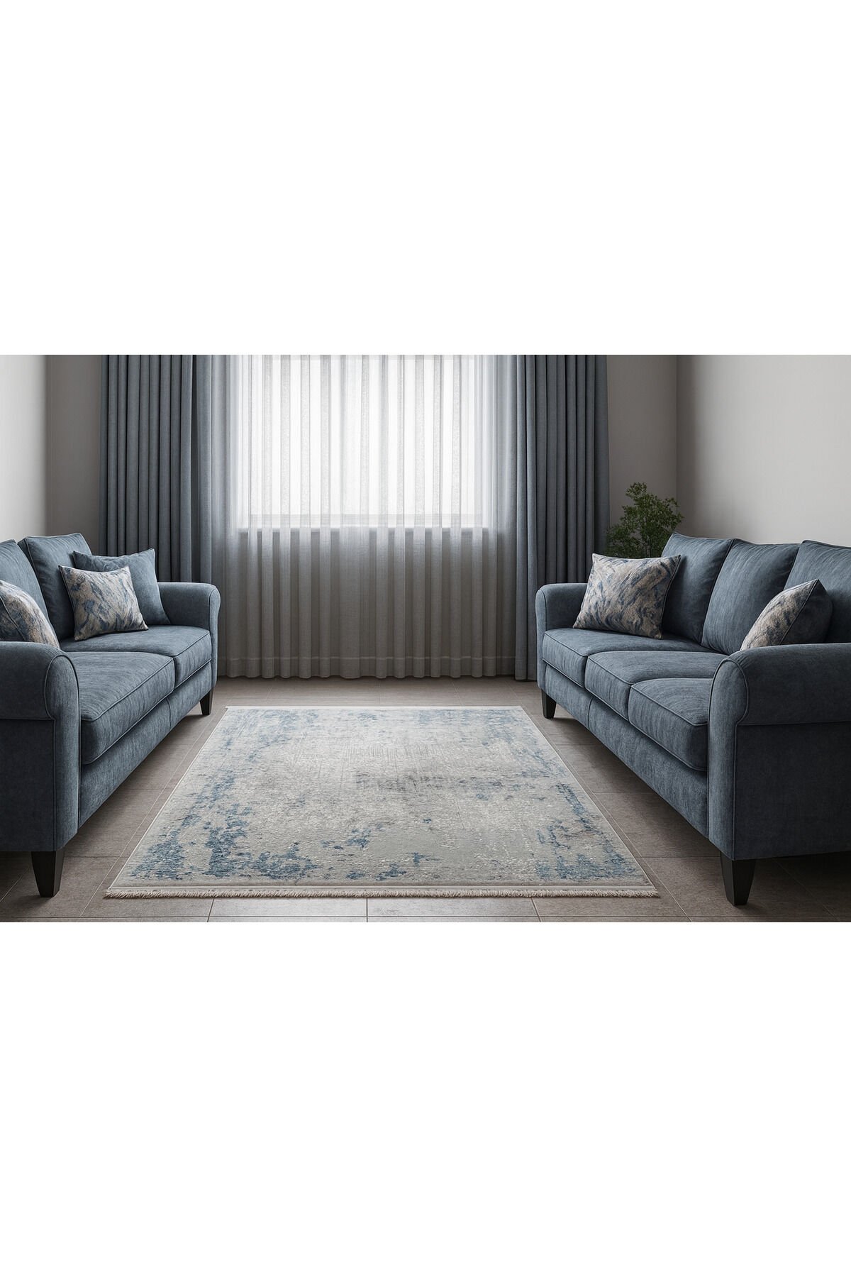 HALI SARAY SIK DOKUMA ORTA KALINLIKTA TOZ YAPMAYAN AKRİLİK HALI Gri̇ - 160 X 230