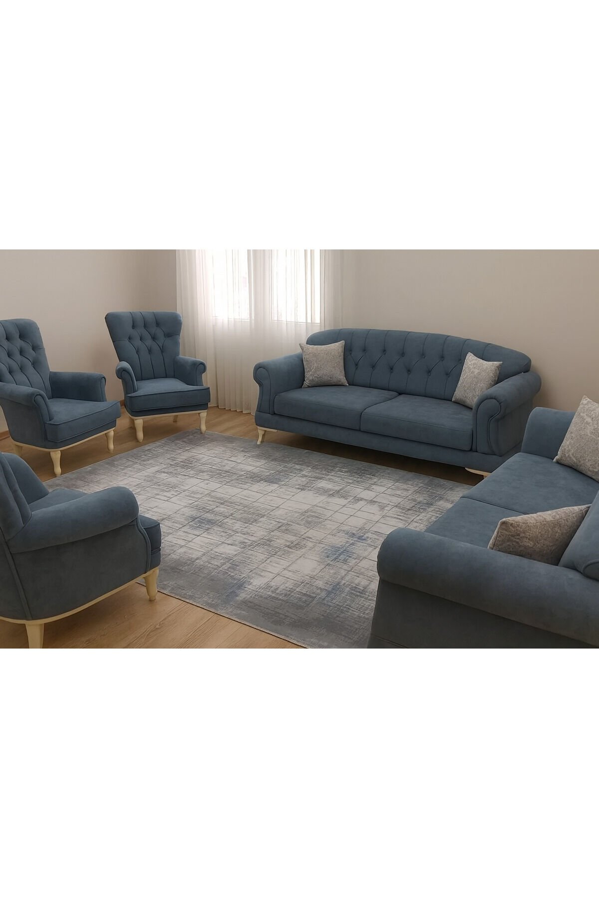 HALI SARAY SIK DOKUMA ORTA KALINLIKTA TOZ YAPMAYAN AKRİLİK HALI Gri̇ - 160 X 230