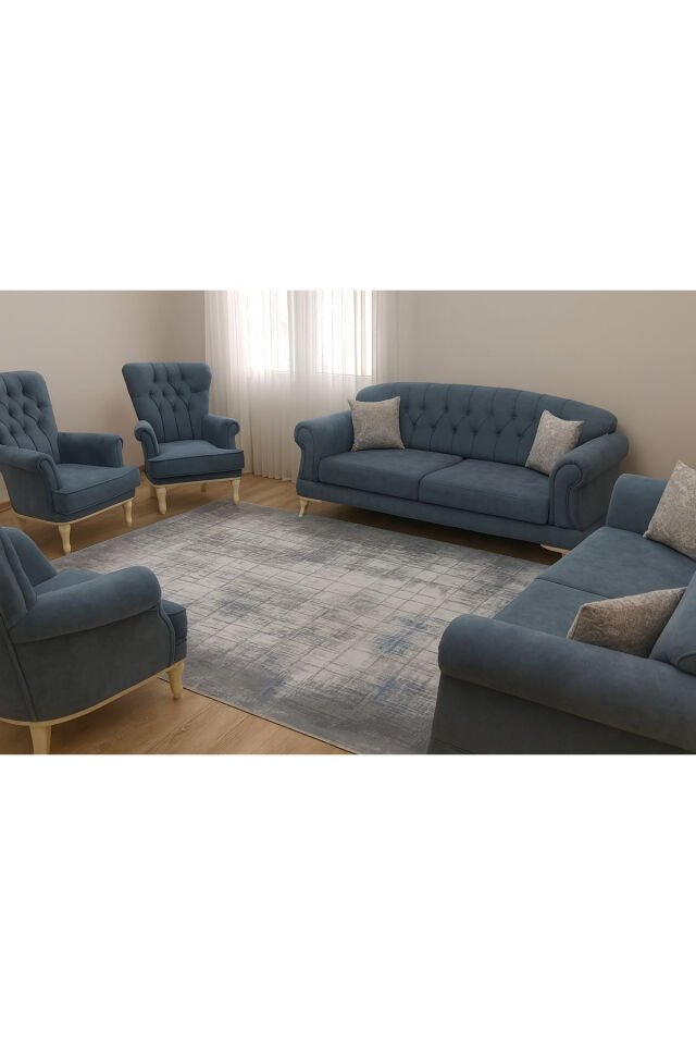 HALI SARAY SIK DOKUMA ORTA KALINLIKTA TOZ YAPMAYAN AKRİLİK HALI Gri̇ - 160 X 230
