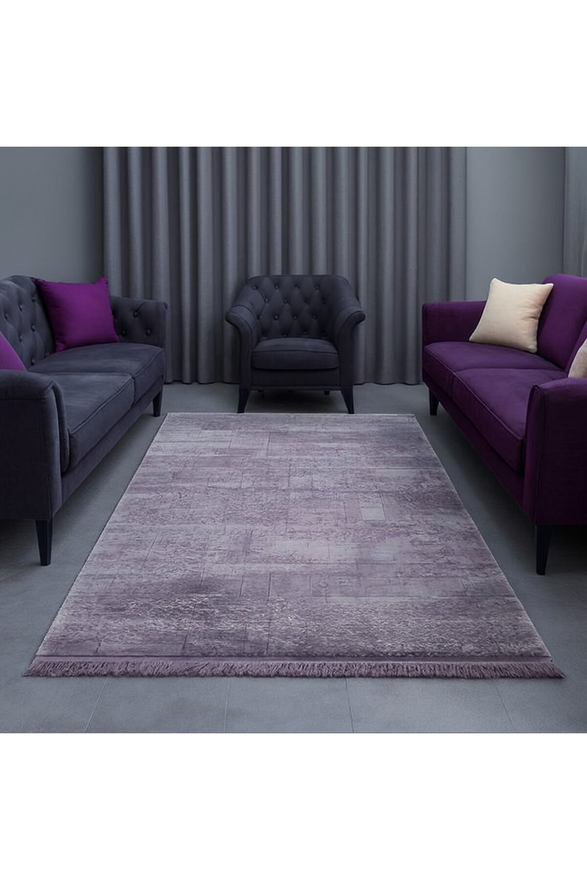 HALI SARAY SIK DOKUMA ORTA KALINLIKTA TOZ YAPMAYAN AKRİLİK HALI Mor - 150 X 230