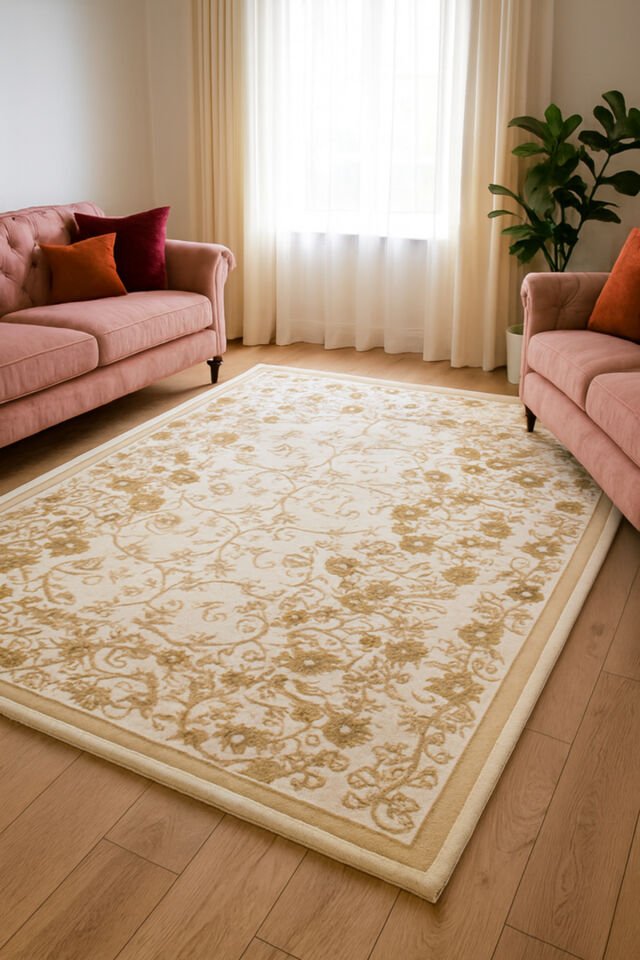 sera sık dokuma orta kalınlıkta akrilik halı Krem - 160 X 230