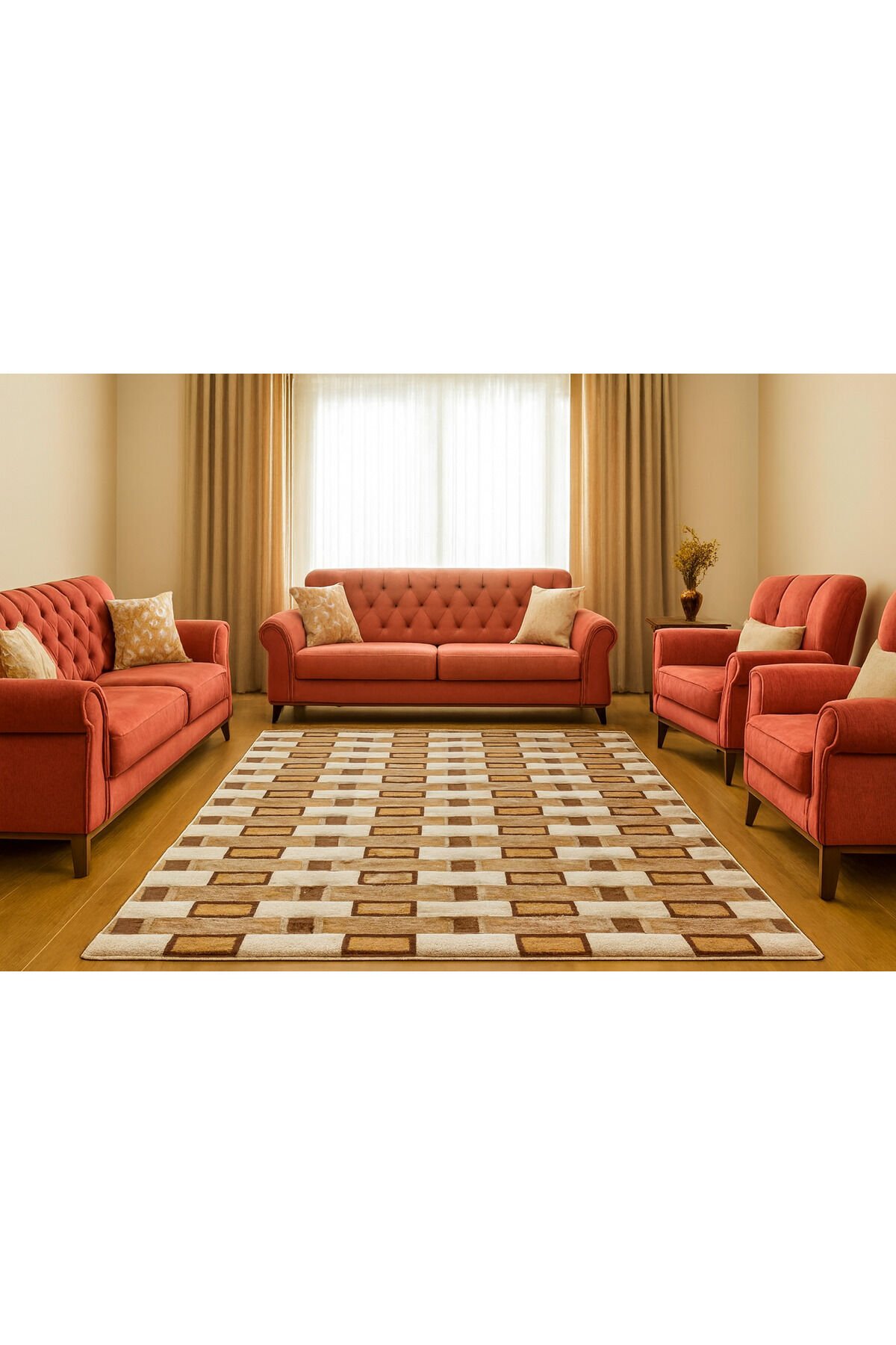 sera sık dokuma orta kalınlıkta akrilik halı Kahverengi - 160 X 230